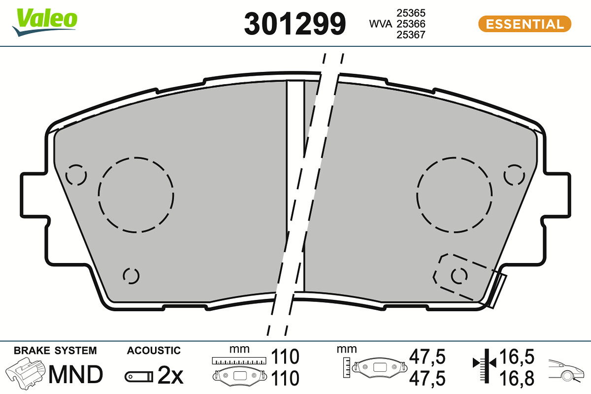 Jeu de 4 plaquettes de frein VALEO ref. 301299